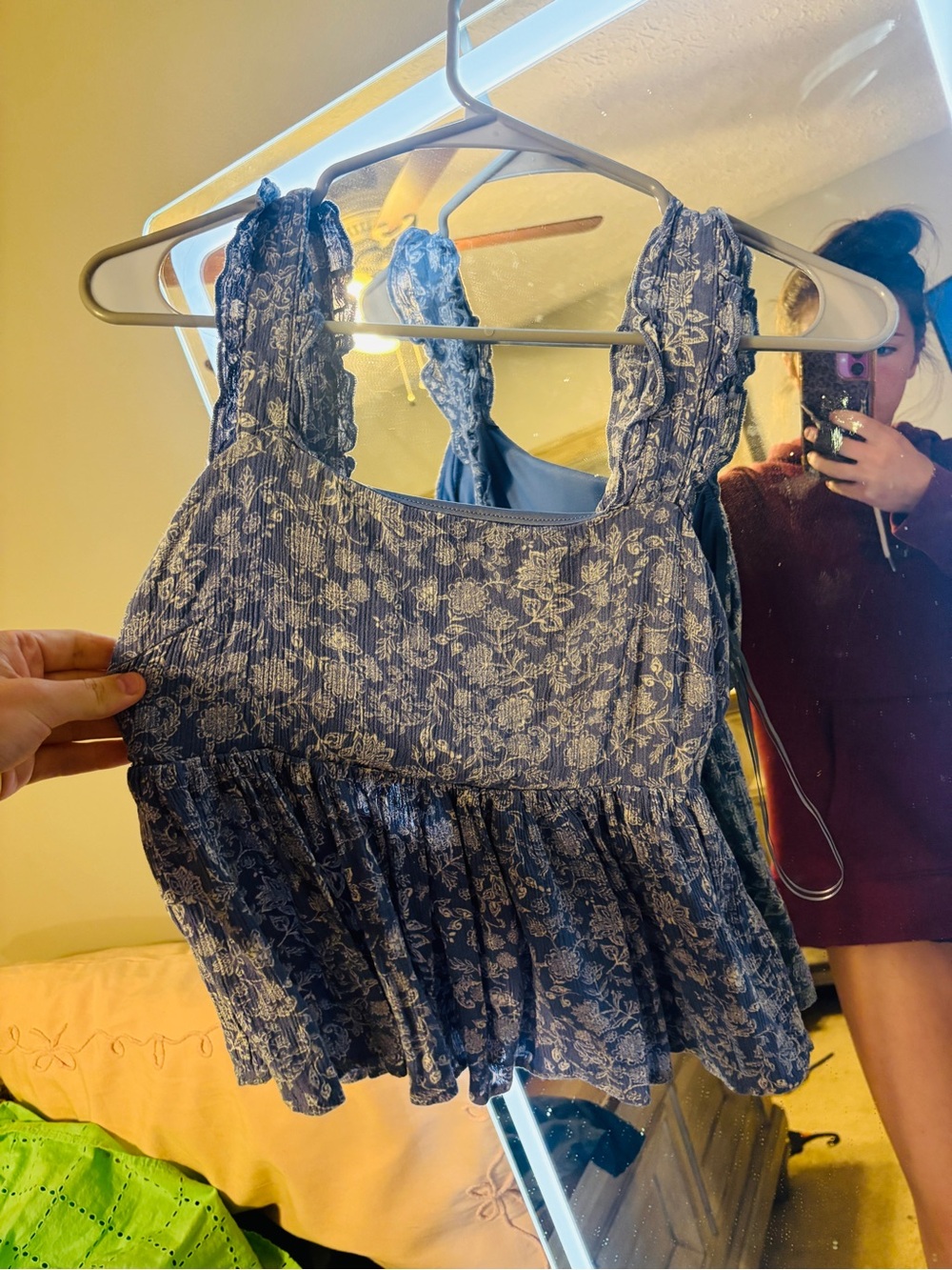 Marshalls Blue Floral Smocked Peplum Tank